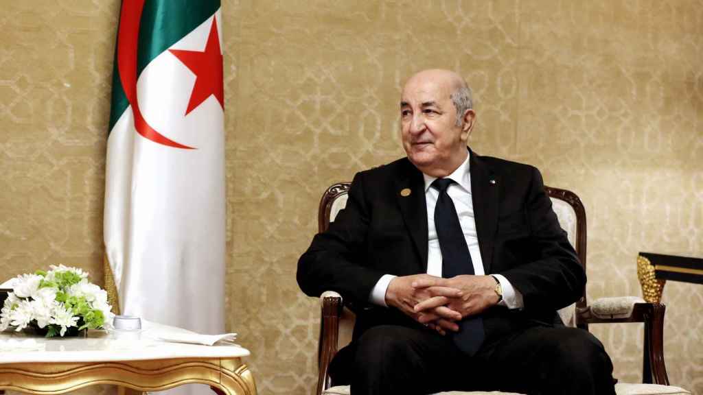 Abdelmadjid Tebboune, président de l'Algérie, lors d'une rencontre diplomatique en février.
