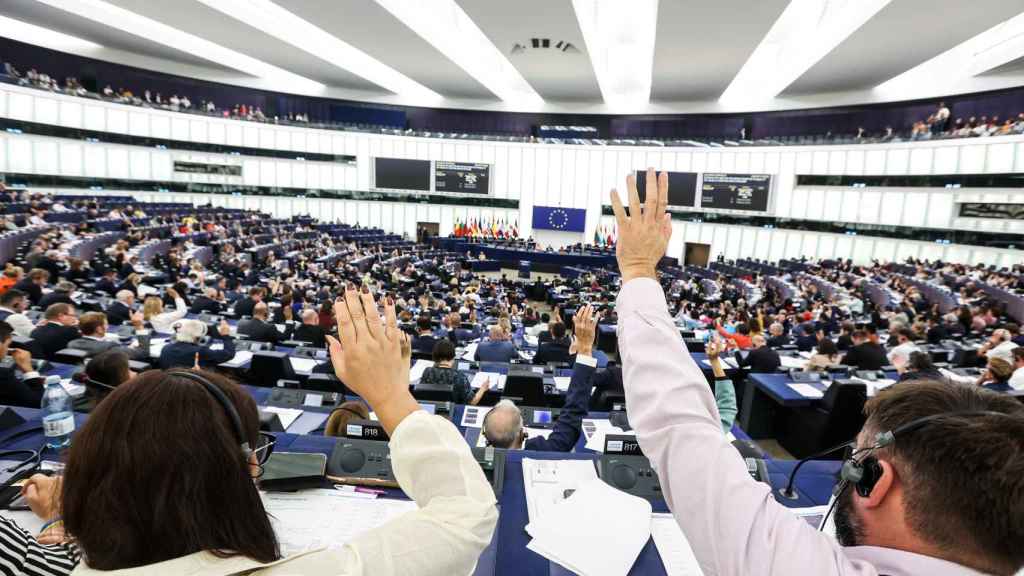 La plénière du Parlement européen, lors des votes de jeudi à Strasbourg.