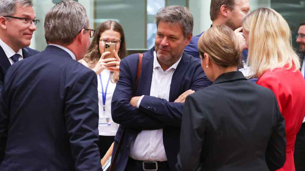 Le vice-chancelier allemand Robert Habeck lors de la réunion de vendredi à Bruxelles.