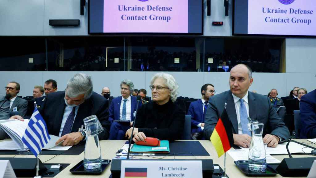 La ministre allemande de la Défense, Christine Lambrecht, lors de la réunion de l'OTAN, mercredi.
