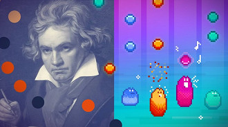 Google publie des œuvres du jeu Blob Beats en l'honneur de Ludwig van Beethoven pour son 252e anniversaire. Source : Google