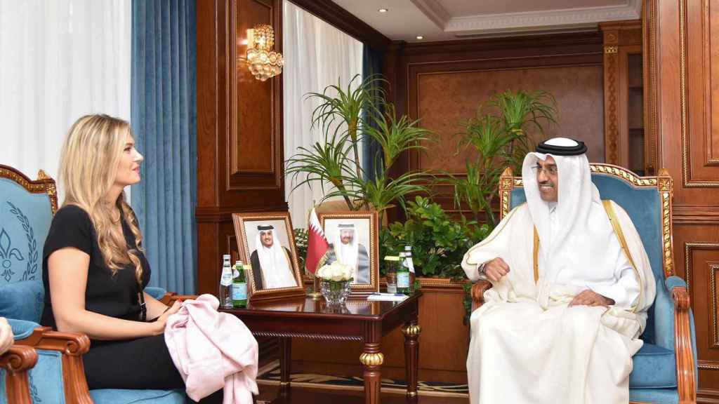 Eva Kaili a rencontré le ministre du travail du Qatar, Ali bin Samikh Al Marri, en octobre.