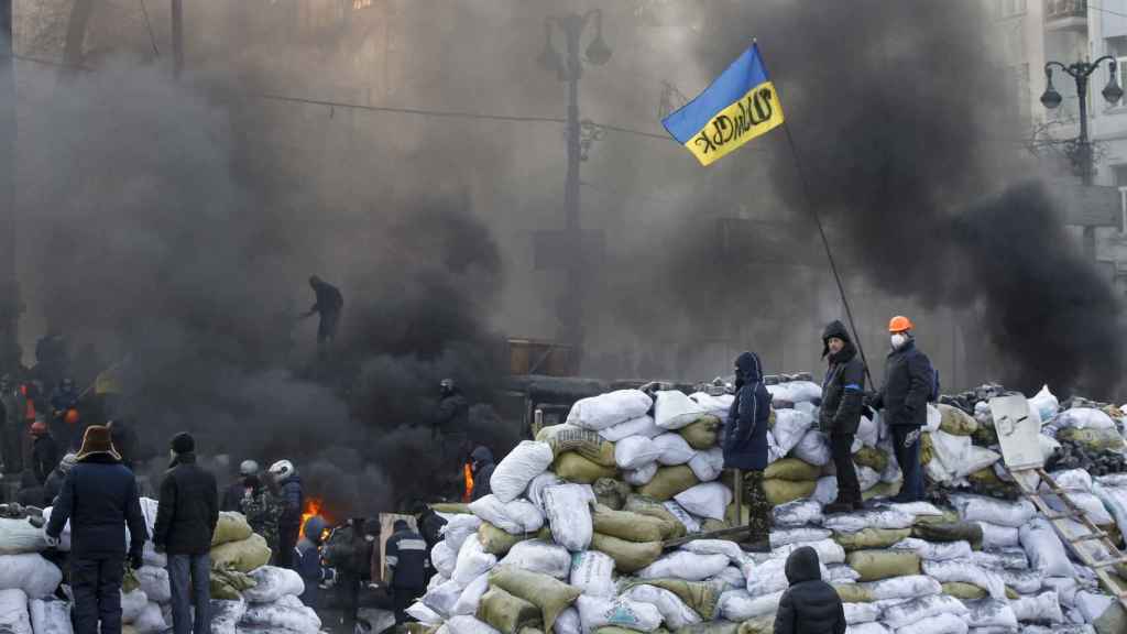 Scène de l'Euromaïdan de 2014 à Kiev.