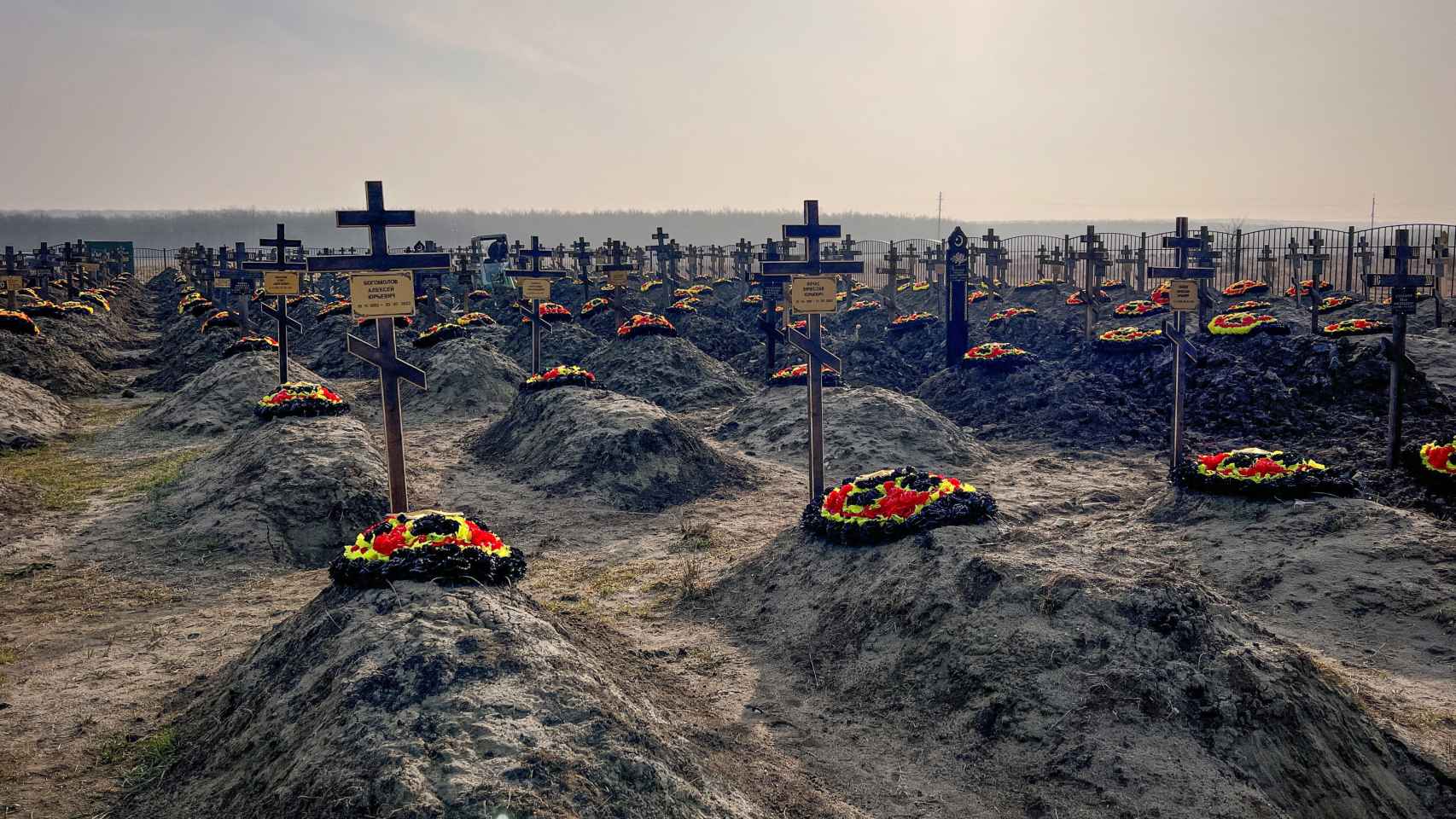 Tombes de combattants du groupe mercenaire russe Wagner dans la région de Krasnodar.